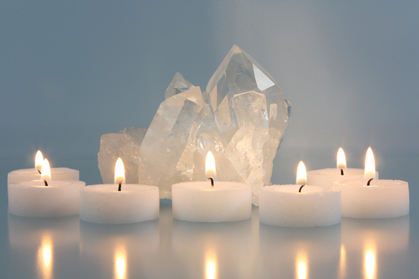A foggy vision of candles and crystals.